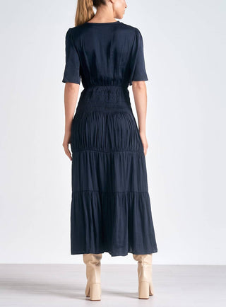 Elan - V-Neck Tiered Maxi Short Sleeve Dress