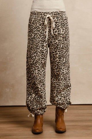 Bibi - Leopard Print Drawstring Pants