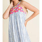 Thml - Stripe Embroidered Halter Dress