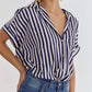 Entro - Striped Collared Button Up Top