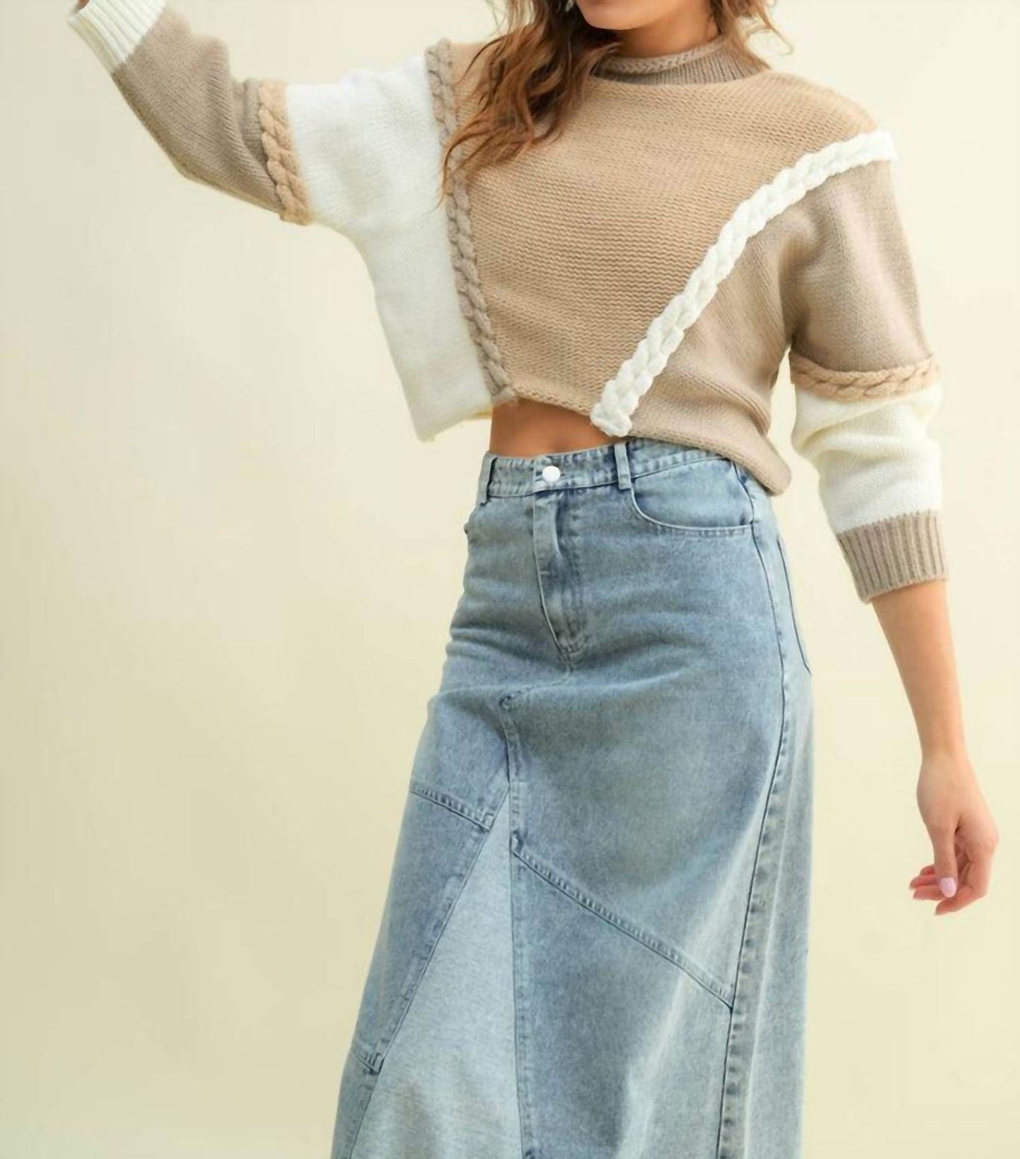Cloud Ten - Two Tone Contrast Chain Sweater