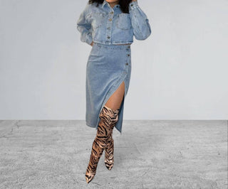 Mable - Denim Skirt Set