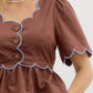 Entro - Short Sleeve ruffle hem Top