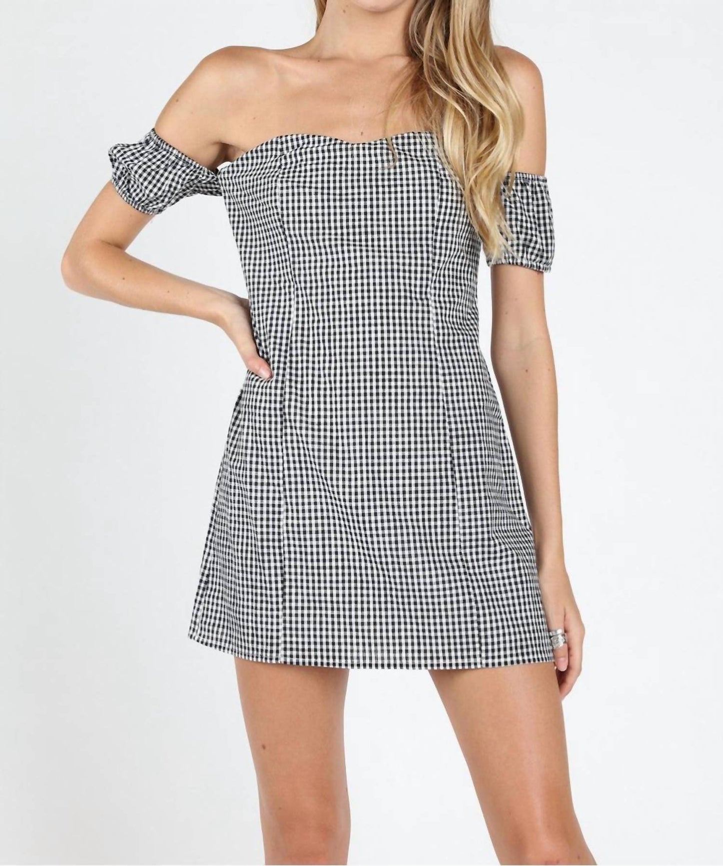 Honey Punch - Off The Shoulder Gingham Dress