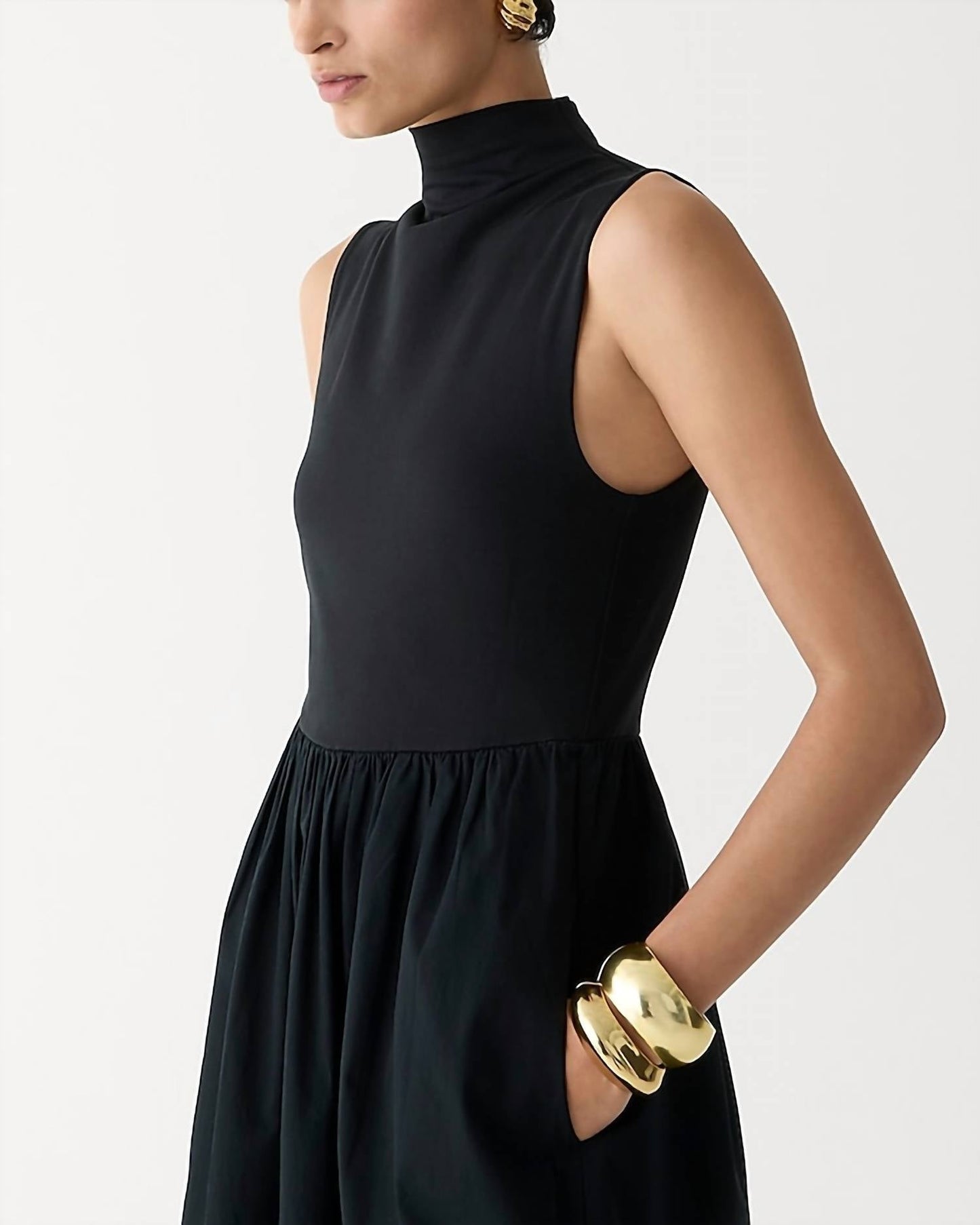 J.Crew - Fitted Knit Mockneck Dress With Poplin Skirt