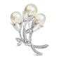 18K White Gold 2 1/5 Cttw Diamond and South Sea Pearl Floral Brooch Pin (G-H Color, VS1-VS2 Clarity)