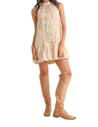 &Merci - Embellished Mixed Media Bubble Hem Mini Dress