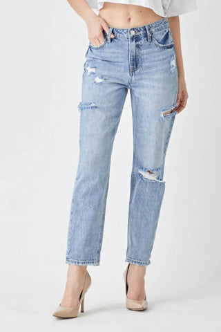 Trendsi - Risen Distressed Slim Cropped Jeans
