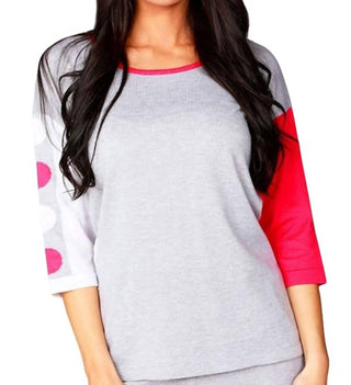 Angel - 3/4 Sleeve Color Block Crew Top