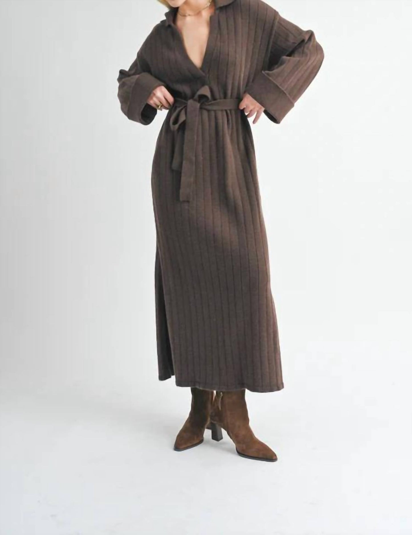 Sage The Label - Amber Waist Tied Sweater Midi Dress