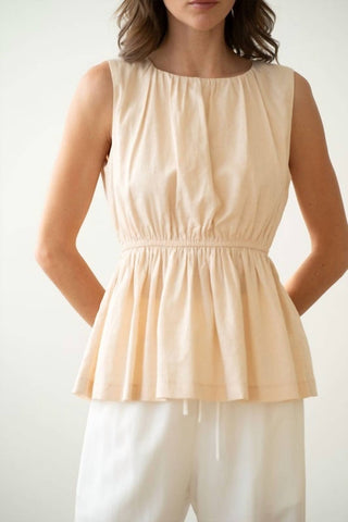 Elle Grey - Shirred Peplum Blouse