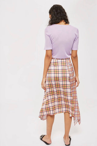 Topshop - Asymmetrical Plaid Midi Skirt
