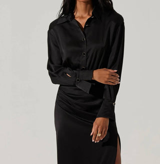 Astr - Satin Shirt Dress