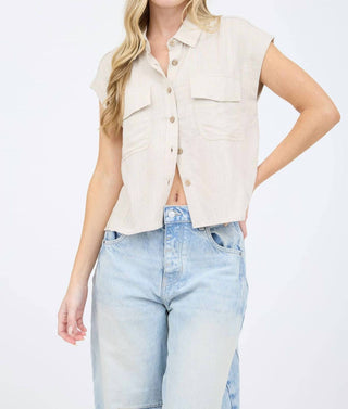 Blu Pepper - Short Sleeve Linen Button Down Shirt