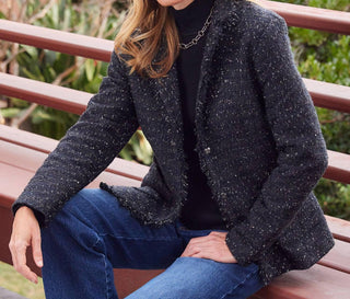 Karen Kane - Fringed Tweed Blazer