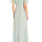 Adrianna Papell - Flutter Short Sleeves Long Chiffon Dress