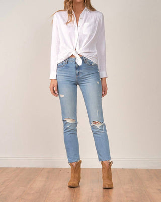 Elan - St. Barths Breezy Long Sleeve Button Down Top
