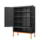 Grid Double Door Shoe Cabinet With Adjustable Compartments and Moisture-Proof Design