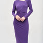 Joseph Ribkoff - Ruched Long Sleeve Wrap Midi Sheath Dress
