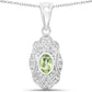 0.55 Carat Genuine Peridot and White Topaz .925 Sterling Silver Pendant