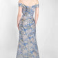 Janique - Bow Ornate Floral Evening Gown