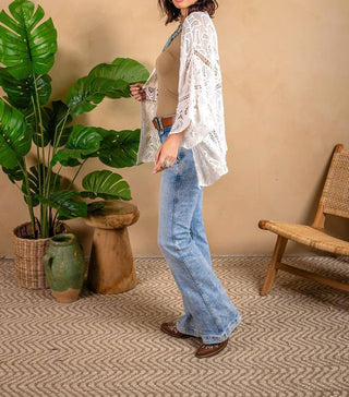 Paparazzi - Crochet Mesh Kimono Cardigan