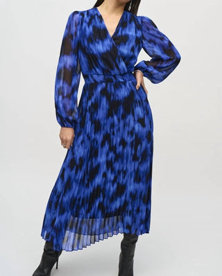 Joseph Ribkoff - Chiffon Abstract Print Midi Dress