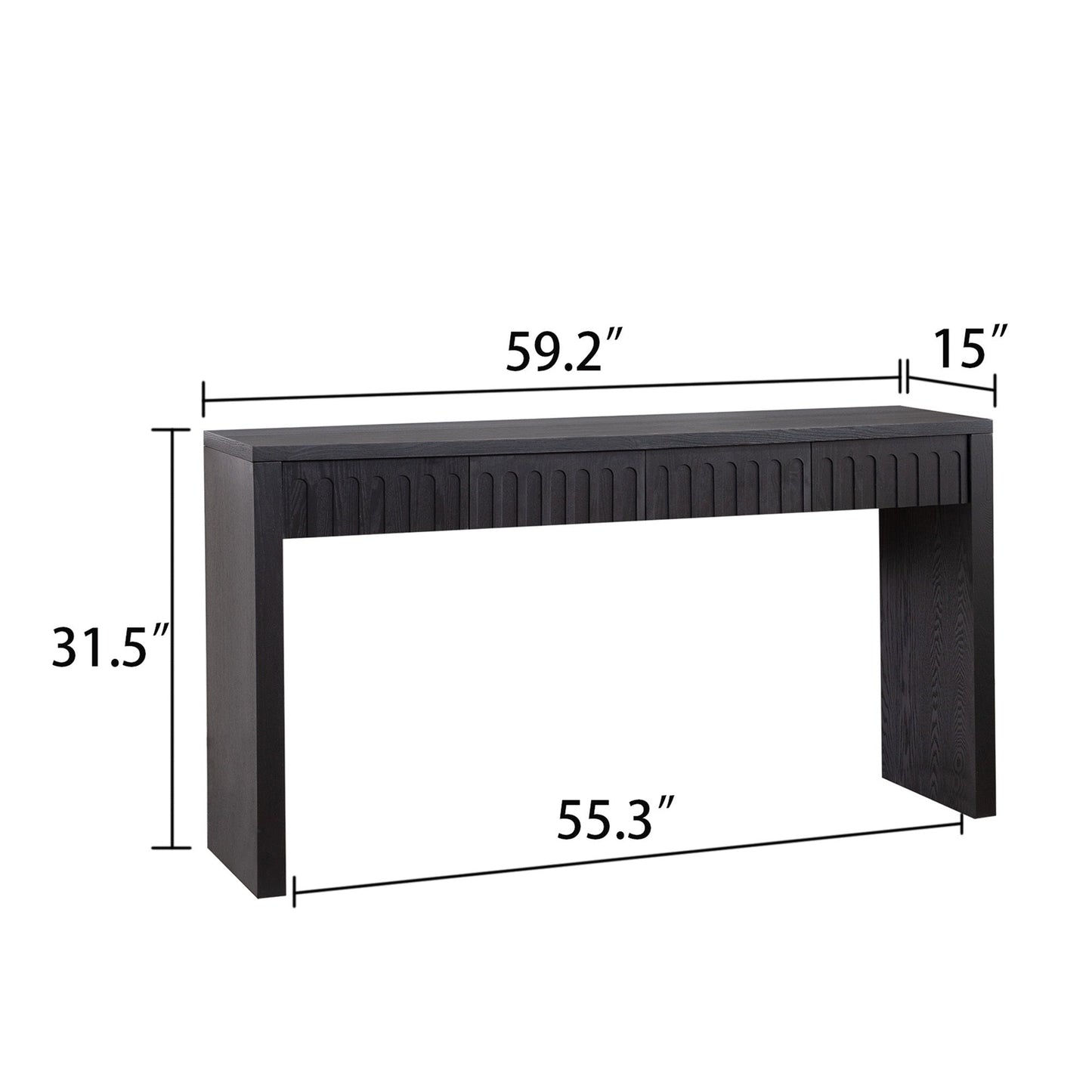 Modern Black Console Table with 4 Drawers – 59.2" Entryway Table with Storage