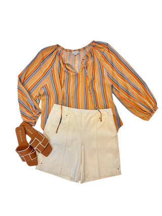 Current Air - Multi Stripe Round Neck Blouse