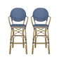Outdoor Wicker and Aluminum French Barstools (Set of 2)