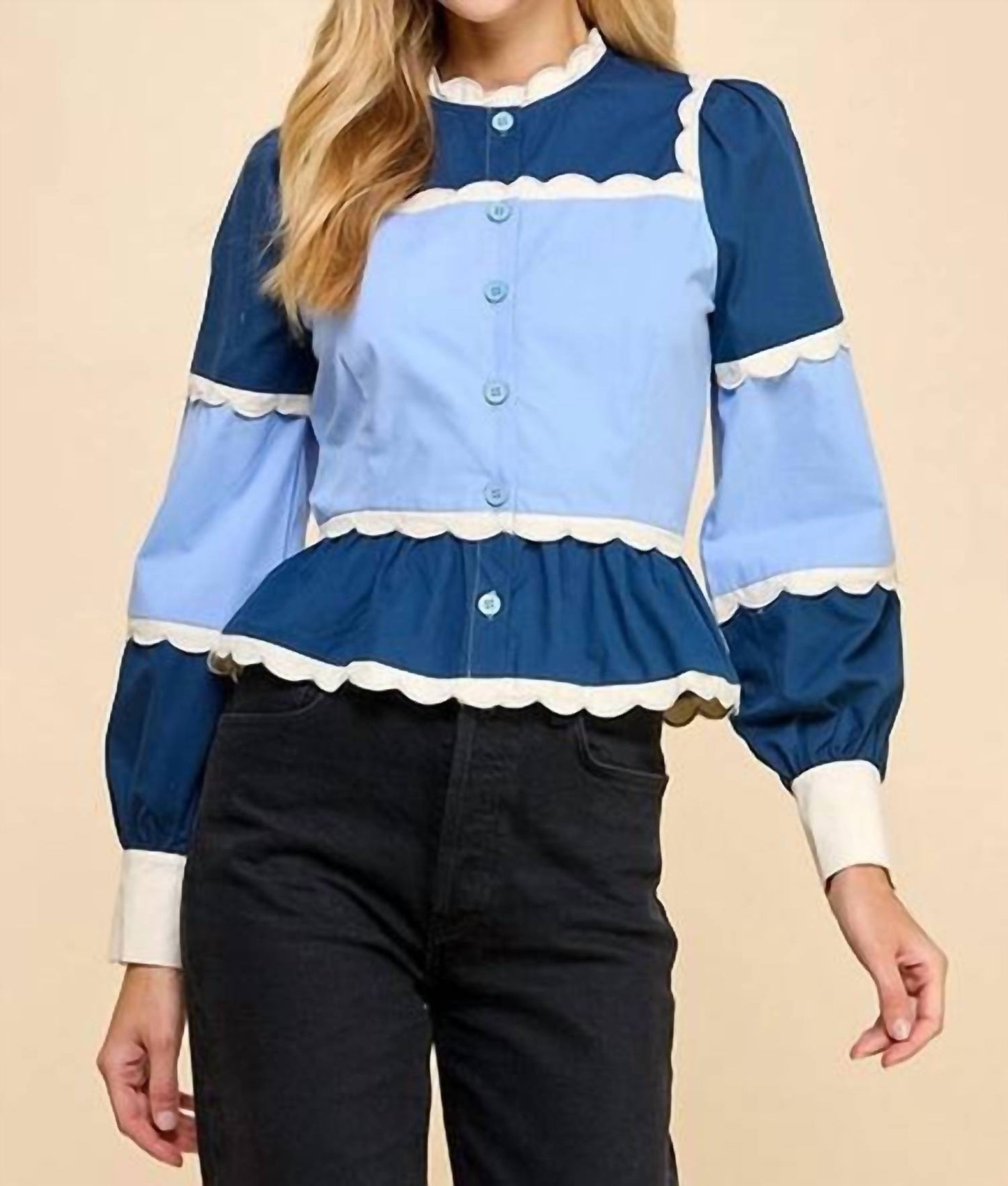 Tcec - Peplum Color Block Top