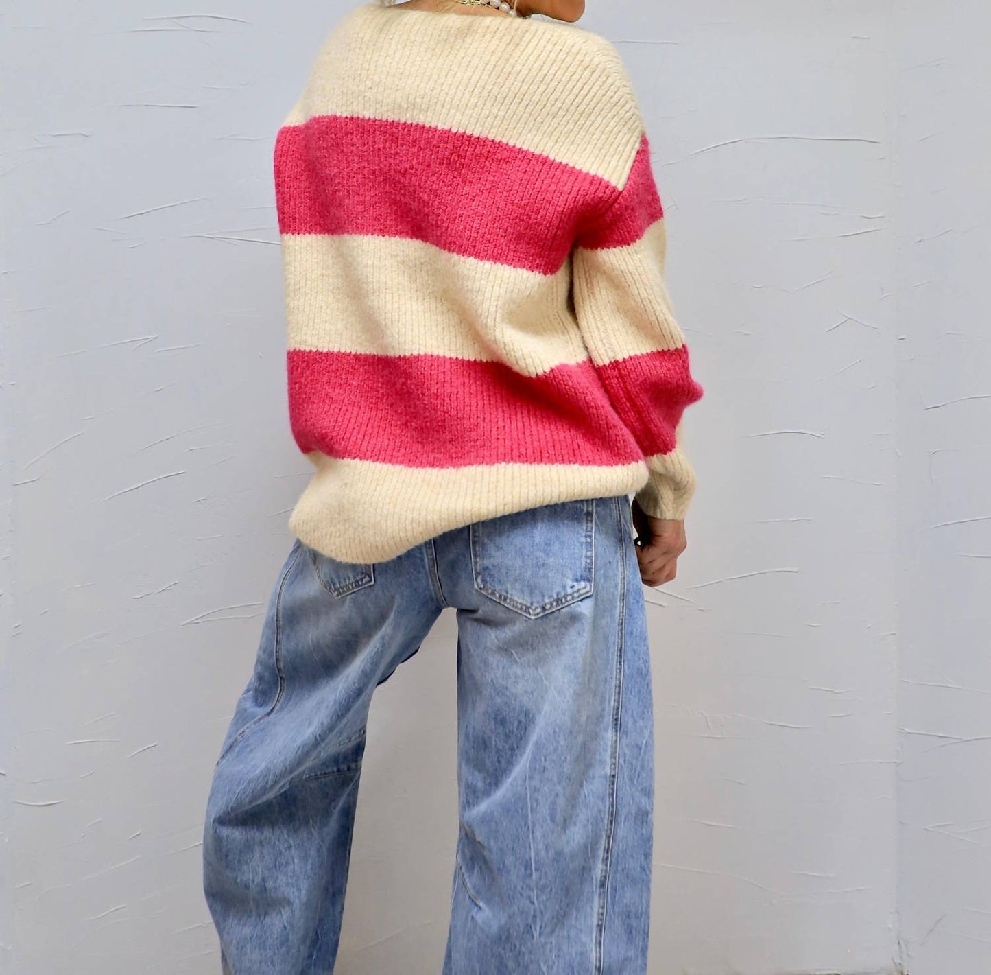 Endless Rose - Fuzzy And Striped Sweater
