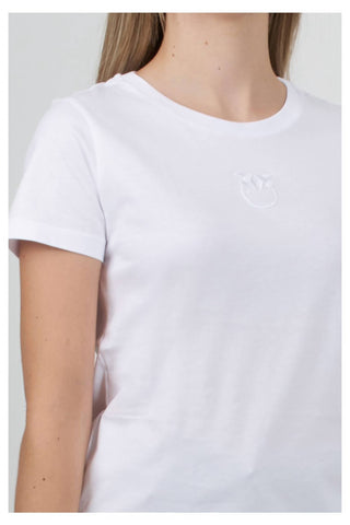 Pinko - Love Birds Embroidered Cotton Short Sleeves T-Shirt
