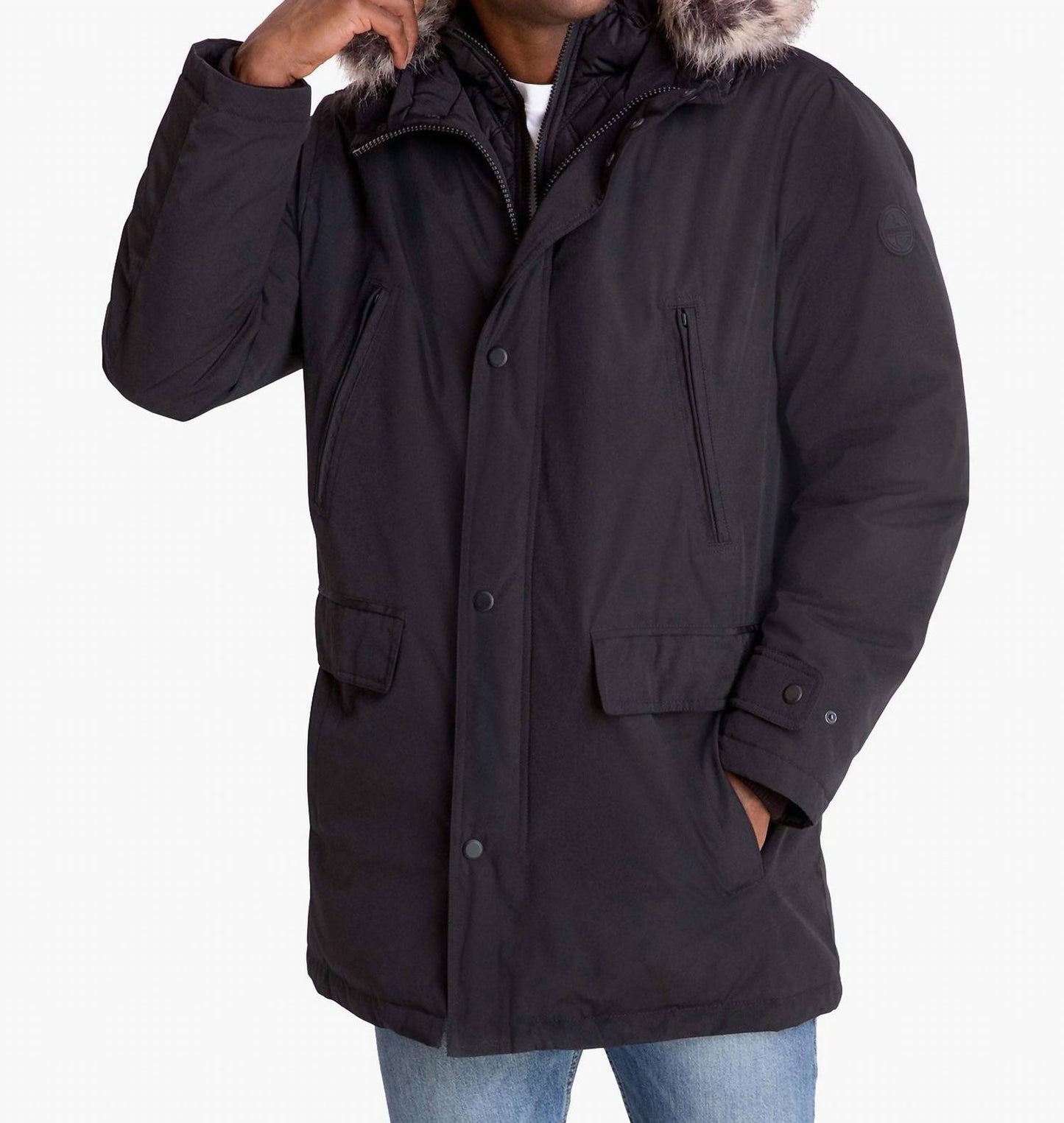 London Fog - Artic Parka With Removable Faux Fur Trim On Hood