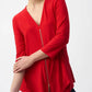 Joseph Ribkoff - Layered Zip Front Quarter Sleeve V-neck Top