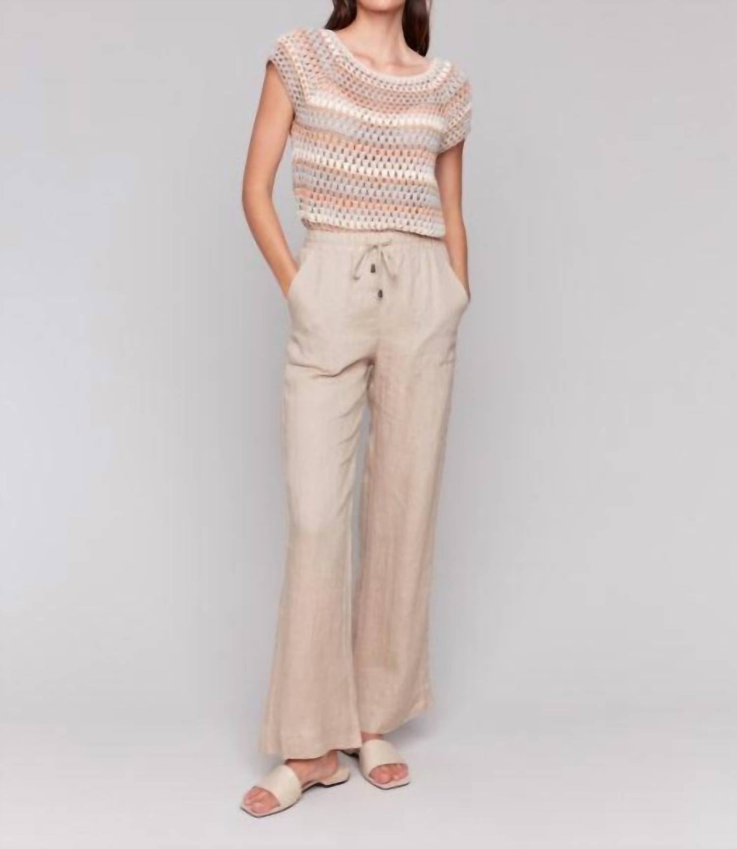 Charlie B - Pull-on Linen Blend Wide Leg Pants