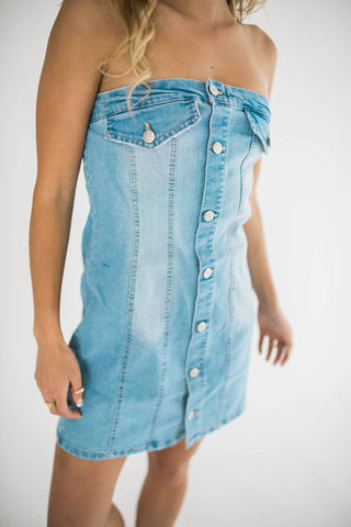 Falcon Park - Juliette Denim Strapless Mini Dress