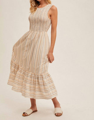Hem & Thread - Striped Sleeveless Smocked Dress