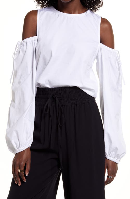 Cold Shoulder Cotton Poplin Shirt - White