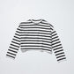Askk Ny - Cropped Long Sleeve Stripe Tee