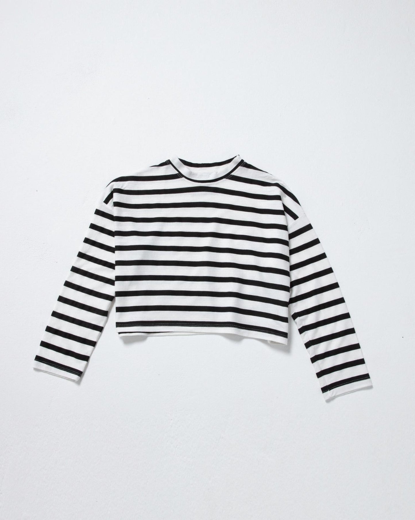 Askk Ny - Cropped Long Sleeve Stripe Tee