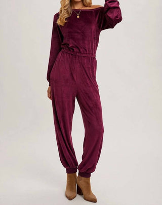 Bluivy - Plum Velvet One Shoulder Jumpsuit
