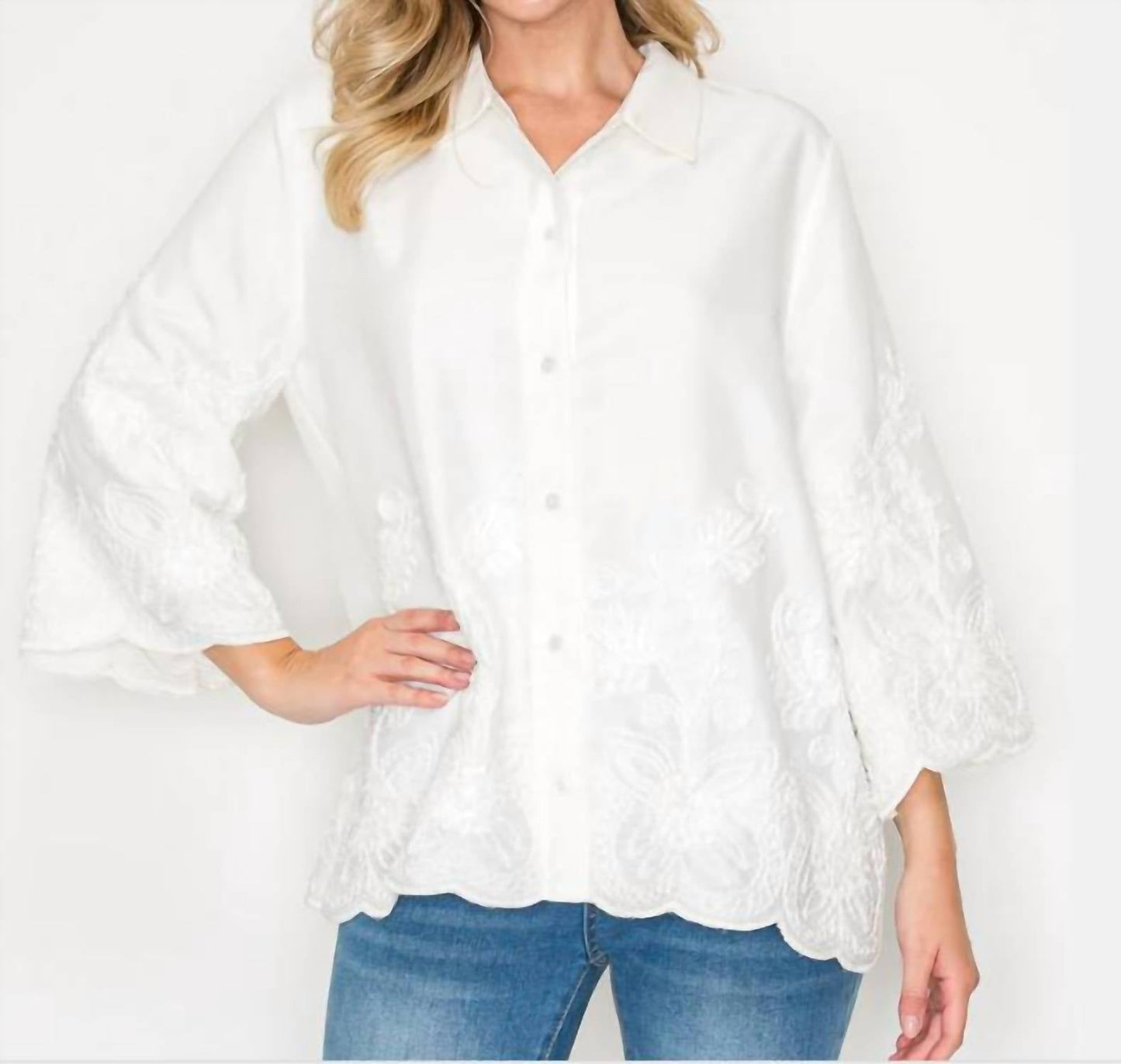 Joh - Jase Embroidered Button Front Top