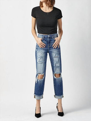 Risen - High Rise Boyfriend Destroyed Jeans