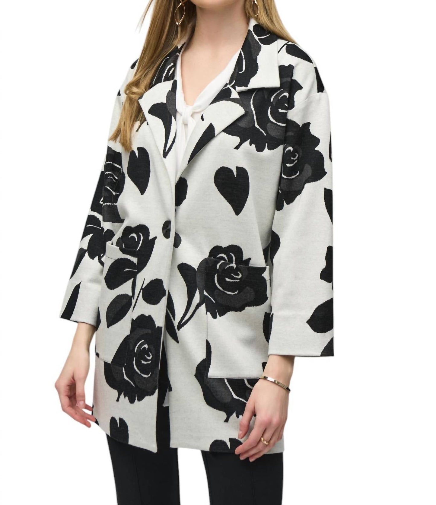 Joseph Ribkoff - JACQUARD FLORAL STRAIGHT JACKET