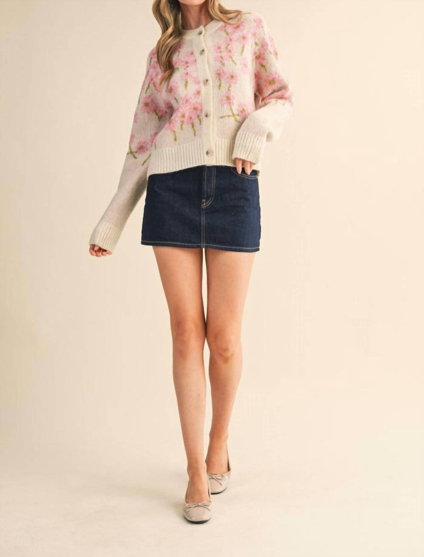 &Merci - Southern Grace Floral Knit Sweater Cardigan