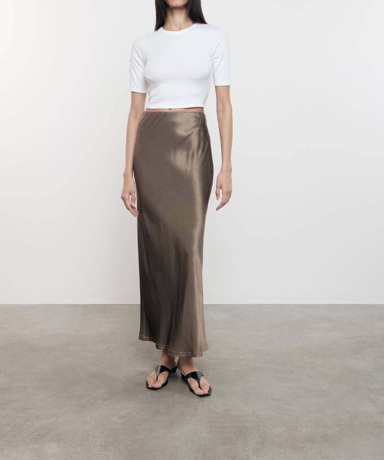Enza Costa - SILK RIB CROPPED HALF SLEEVE CREW