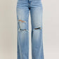 Judy Blue - Mid-rise Tummy Control & Destroy Wide Leg Jean