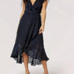 Apricot - Clouds Ruffle Faux Wrap Midi Dress