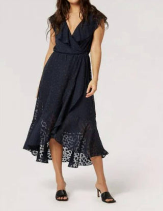 Apricot - Clouds Ruffle Faux Wrap Midi Dress